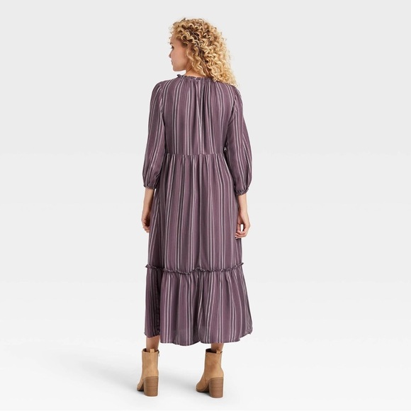 NEW Ingrid + Isabel Maternity Purple Striped Midi Maxi Dress X-Large - Picture 2 of 7